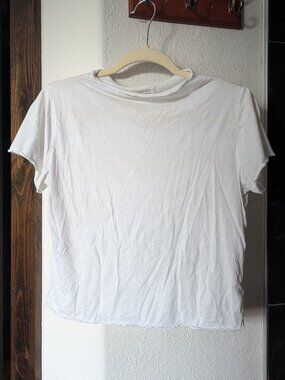 Velvet Super Soft White Cropped Cotton Tee Large Medium Small
